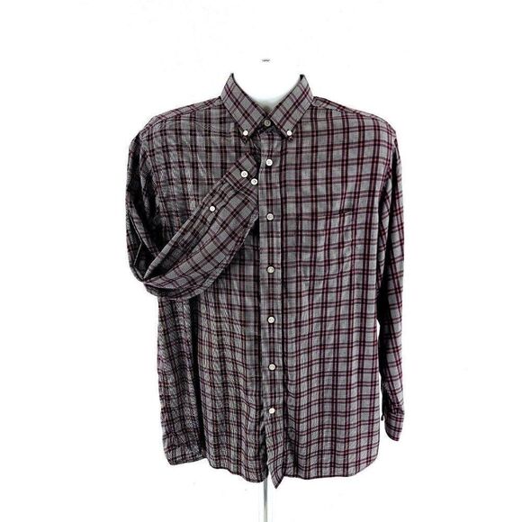 Daniel Cremieux Signature Non Iron Purple White Glen Plaid Medium Button Down - Picture 4 of 10
